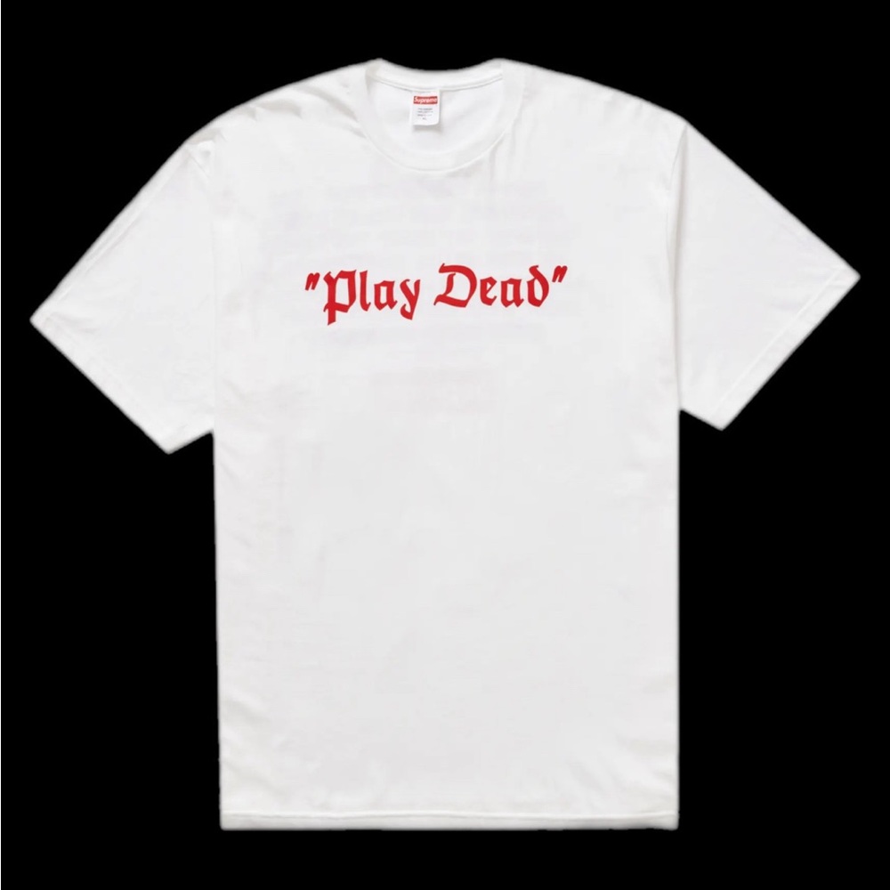 NWT 2022 SUPREME PLAY DEAD MENS MEDIUM WHITE DEADSTOCK IN RETAIL PACKAGING